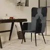 Image de vidaXL Chaise à oreilles Noir et gris Cuir véritable