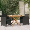 Image de vidaXL Ensemble à manger de jardin avec coussins 3 pcs noir