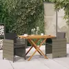 Image de vidaXL Ensemble à manger de jardin 3 pcs avec coussins Gris