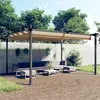 Image de vidaXL Tonnelle de jardin avec toit rétractable 4x3 m Taupe