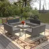 Image de vidaXL Salon de jardin 9 pcs avec coussins Résine tressée Gris