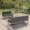 Image de vidaXL Salon de jardin 6 pcs avec coussins résine tressée gris