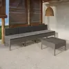 Image de vidaXL Salon de jardin 5 pcs avec coussins résine tressée gris