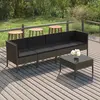 Image de vidaXL Salon de jardin 5 pcs avec coussins résine tressée gris