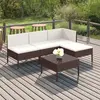 Image de vidaXL Salon de jardin 5 pcs avec coussins résine tressée marron