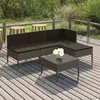 Image de vidaXL Salon de jardin 5 pcs avec coussins résine tressée gris