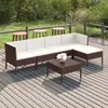 Image de vidaXL Salon de jardin 6 pcs avec coussins Résine tressée Marron