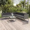 Image de vidaXL Salon de jardin 8 pcs avec coussins résine tressée gris