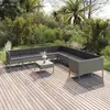 Image de vidaXL Salon de jardin 11 pcs avec coussins Résine tressée Gris