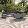 Image de vidaXL Salon de jardin 11 pcs avec coussins Résine tressée Gris