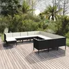 Image de vidaXL Salon de jardin 12 pcs avec coussins résine tressée noir