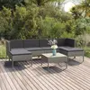 Image de vidaXL Salon de jardin 7 pcs avec coussins résine tressée gris
