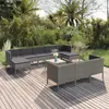 Image de vidaXL Salon de jardin 11 pcs avec coussins Résine tressée Gris