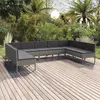 Image de vidaXL Salon de jardin 9 pcs avec coussins Résine tressée Gris