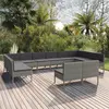 Image de vidaXL Salon de jardin 12 pcs avec coussins Résine tressée Gris