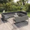 Image de vidaXL Salon de jardin 14 pcs avec coussins Résine tressée Gris