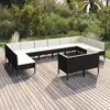 Image de vidaXL Salon de jardin 12 pcs avec coussins résine tressée noir