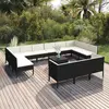 Image de vidaXL Salon de jardin 14 pcs avec coussins Résine tressée Noir