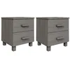Image de vidaXL HAMAR Lot de 2 tables de chevet en bois massif Gris clair 40 x 35 x 44,5 cm