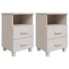 Image de Lot de 2 tables de chevet Hammar en bois massif Blanc 40 x 35 x 62 cm