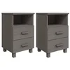 Image de vidaXL HAMAR Lot de 2 tables de chevet en bois massif Gris clair 40 x 35 x 62 cm