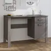 Image de vidaXL Bureau HAMAR Gris clair 113x50x75 cm Bois massif de pin