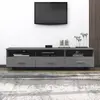 Image de vidaXL Meuble TV HAMAR Gris foncé 158x40x40 cm Bois massif de pin