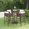 Image de vidaXL Ensemble bar de jardin 5 pcs et coussins Résine tressée Marron