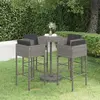 Image de vidaXL Ensemble de bar de jardin 5 pcs et coussins Résine tressée Gris