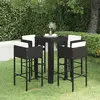 Image de vidaXL Ensemble de bar de jardin 5 pcs et coussins Résine tressée Noir
