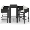 Image de vidaXL Ensemble de bar de jardin 5 pcs et coussins Résine tressée Noir