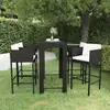 Image de vidaXL Ensemble de bar de jardin 5 pcs et coussins Résine tressée Noir
