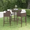 Image de vidaXL Ensemble bar de jardin 5 pcs et coussins Résine tressée Marron