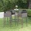 Image de vidaXL Ensemble de bar de jardin 5 pcs et coussins Résine tressée Gris