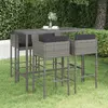 Image de vidaXL Ensemble de bar de jardin 5 pcs et coussins Résine tressée Gris