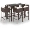 Image de vidaXL Ensemble de bar de jardin 7pcs coussins Résine tressée Marron