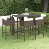 Image de vidaXL Ensemble de bar de jardin 7pcs coussins Résine tressée Marron