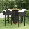 Image de vidaXL Ensemble de bar de jardin 5 pcs et coussins Résine tressée Noir