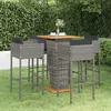 Image de vidaXL Ensemble de bar de jardin 5 pcs et coussins Résine tressée Gris