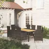Image de vidaXL Ensemble à manger d'extérieur 9pcs coussins résine tressée noir