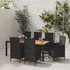 Image de vidaXL Salon de jardin 7 pcs avec coussins résine tressée noir