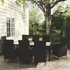 Image de vidaXL Ensemble à manger d'extérieur 9pcs coussins résine tressée noir
