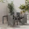 Image de vidaXL Ensemble à manger d'extérieur 5pcs coussins résine tressée gris