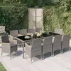 Image de vidaXL Ensemble à manger d'extérieur 11 pcs coussins Résine tressée