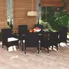 Image de vidaXL Ensemble à manger de jardin coussins 7pcs Résine tressée Noir