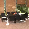 Image de vidaXL Ensemble à manger de jardin coussins 9pcs Résine tressée Noir