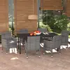 Image de vidaXL Ensemble à manger de jardin coussins 7pcs Résine tressée Gris