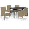 Image de vidaXL Ensemble à manger de jardin et coussins 5 pcs Poly rotin Beige