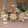 Image de vidaXL Ensemble à manger de jardin et coussins 7 pcs Poly rotin Beige