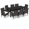 Image de vidaXL Mobilier à Dîner de Jardin et Coussins 9 pcs Ensemble de Salle à Manger de Patio Table et Chaises d'Extérieur Balcon Résine Tressée Marron